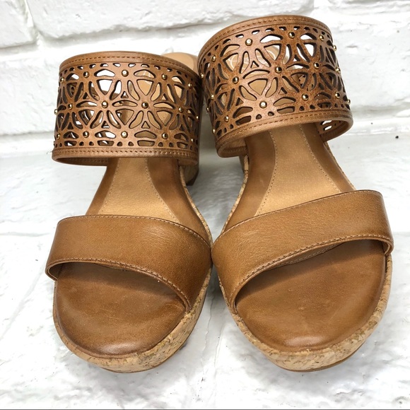 Nurture leather slip on wedge sandals size 8 EUC - Picture 3 of 8